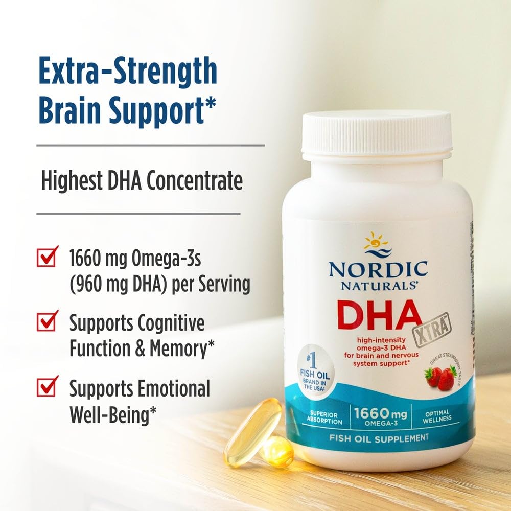 Nordic Naturals DHA Xtra Soft Gels Strawberry, 60 Soft Gels
