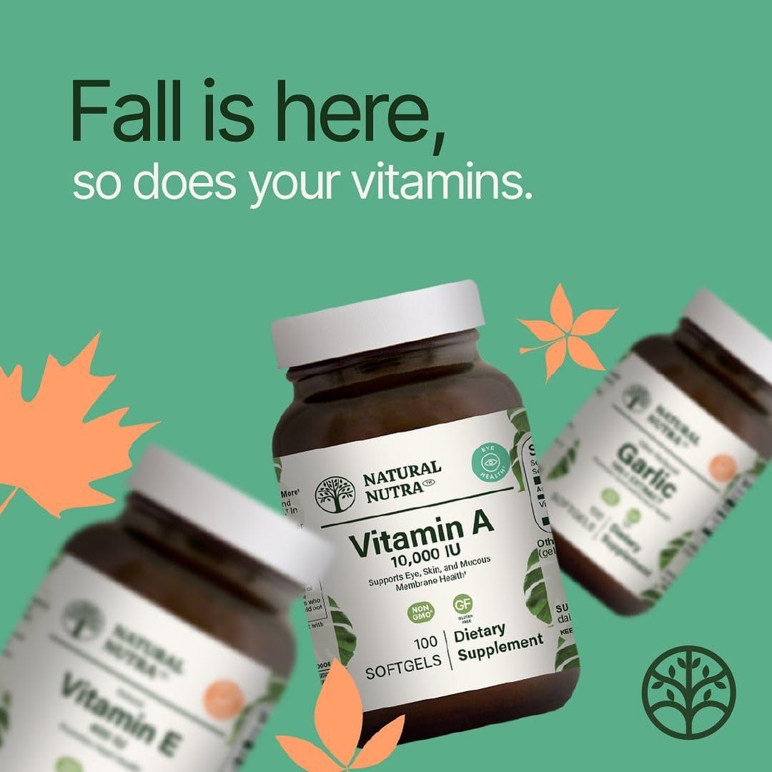 Natural Nutra Vitamin A 10,000 IU Softgels, 100 Softgels