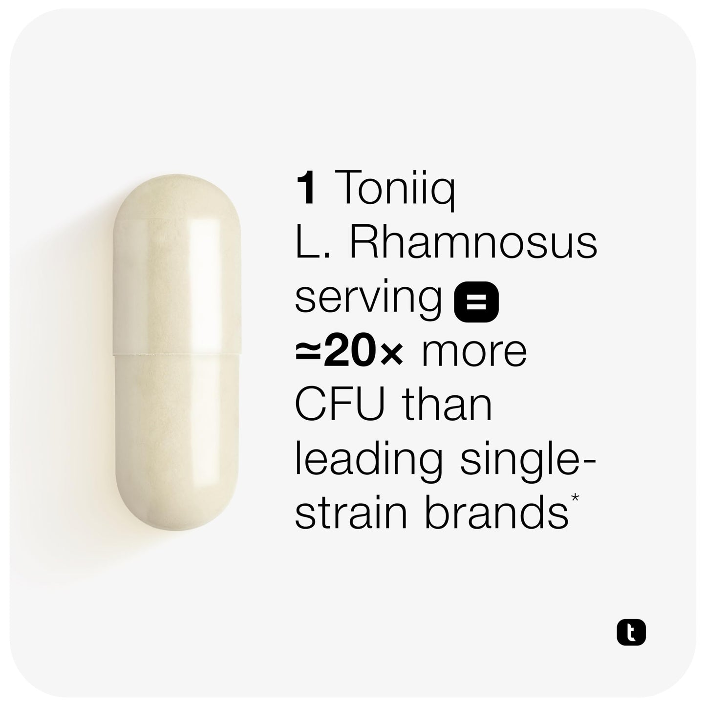 Toniiq Lactobacillus Rhamnosus with Prebiotic FOS 100B CFU Delayed Release Capsules, 60 Capsules