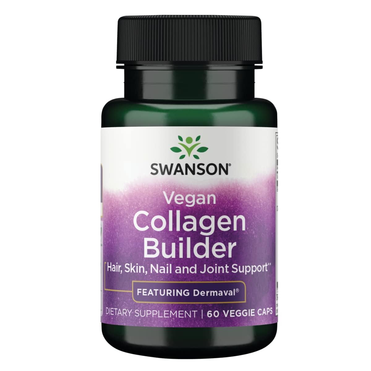 Swanson Vegan Collagen Builder Featuring Dermaval Hair, Skin, Nail Health Capsules, 60 Count