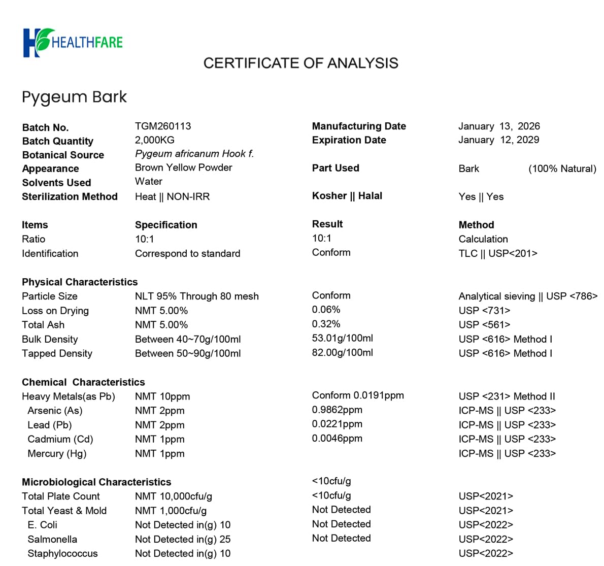 Healthfare Pygeum Supplement Capsule, 240 Capsules