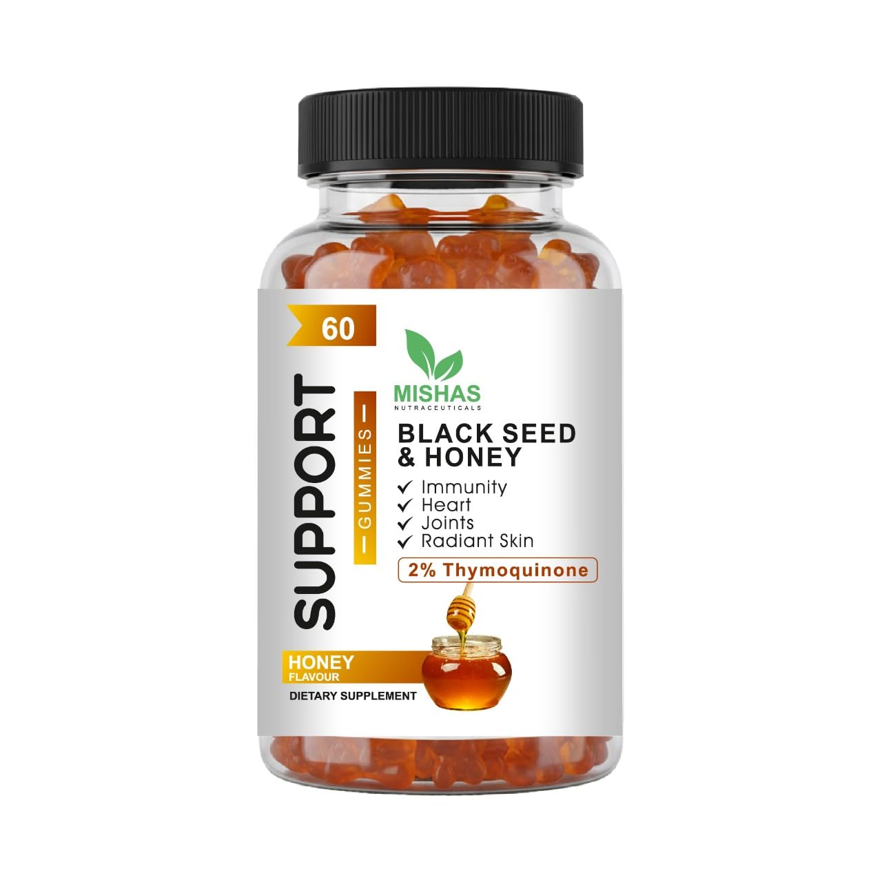 Mishas Black Seed Oil and Honey Gummies, 60 Count