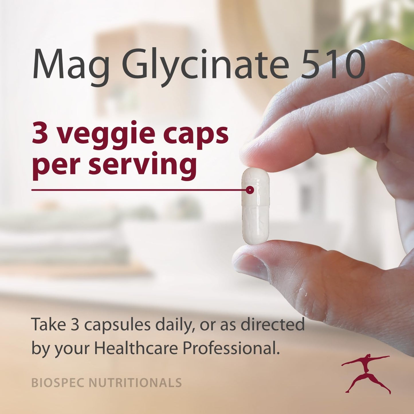 Biospec Nutritionals Mag Glycinate 510 Magnesium Glycinate, Capsules, 100 Capsules