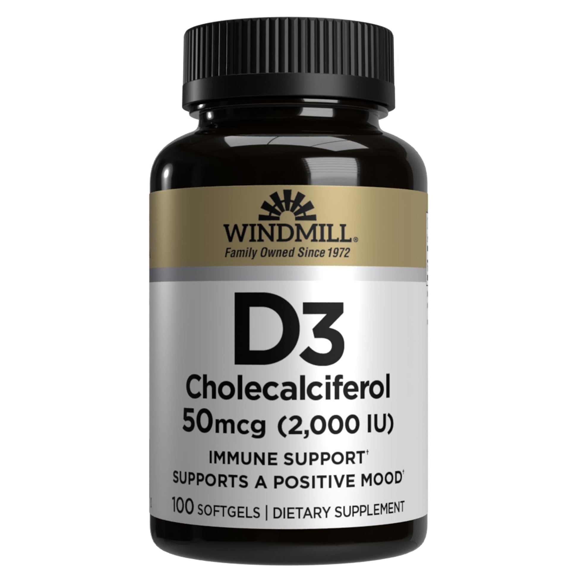 Windmill D3 CHOLECCALCIFEROL 50 MG Softgel 100 Count