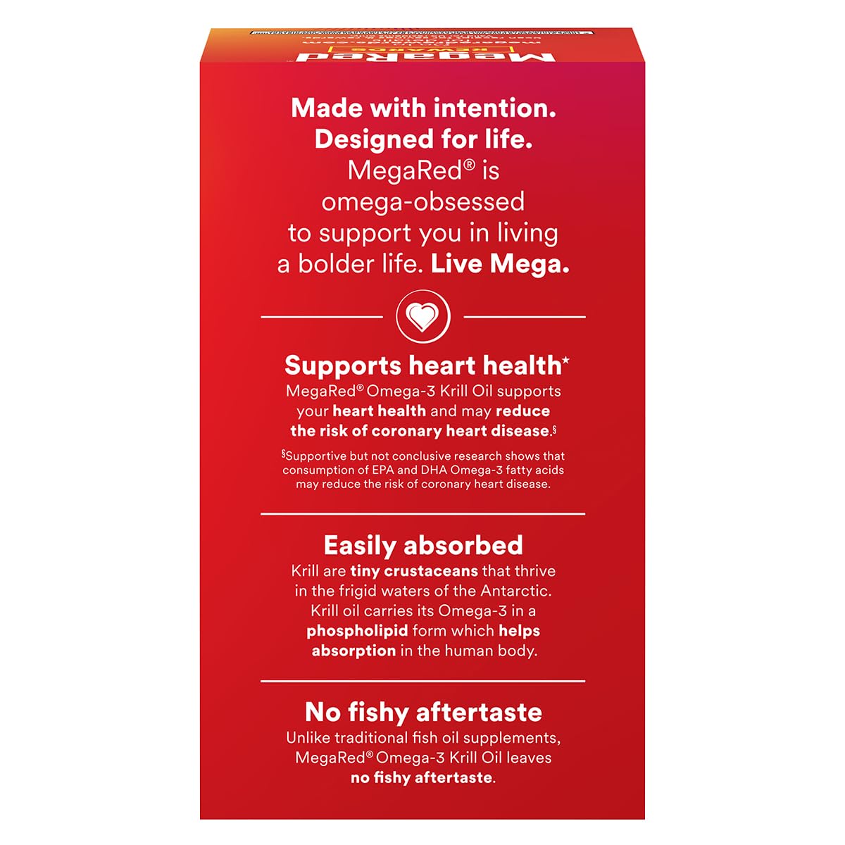 MegaRed Extra Strength 500mg Omega-3 Krill Oil Supplement with EPA/DHA, No Fishy Aftertaste Supports Heart Health Softgels 160