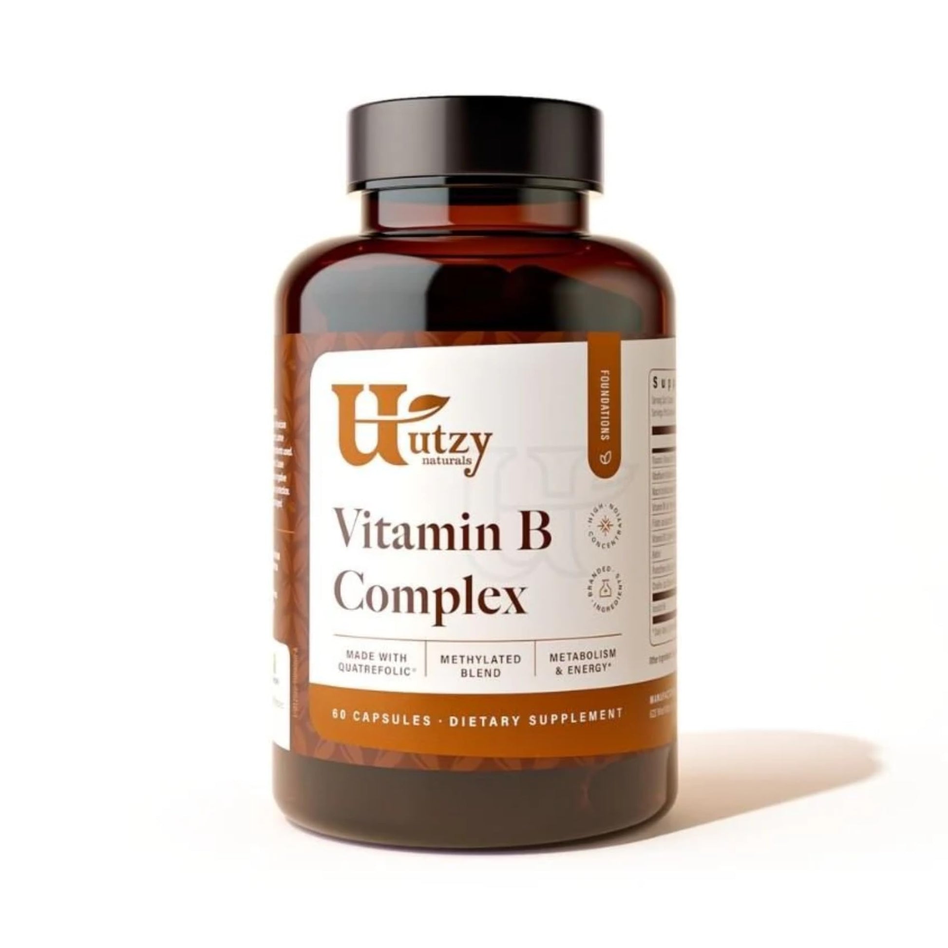 Utzy Naturals Vitamin B Complex with Choline and Inositol Capsules, 60 Count