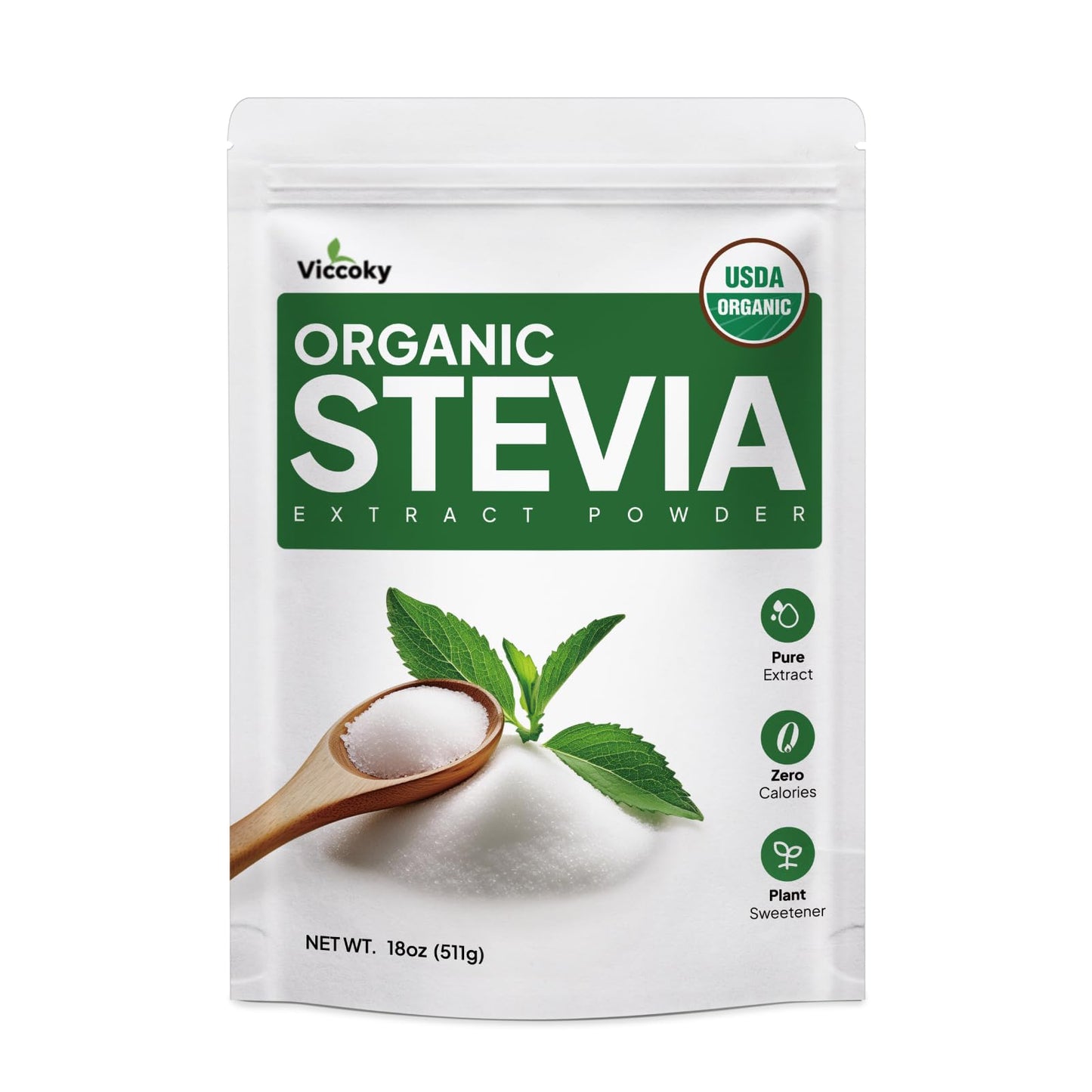 Viccoky Organic Stevia Powder, 18 oz