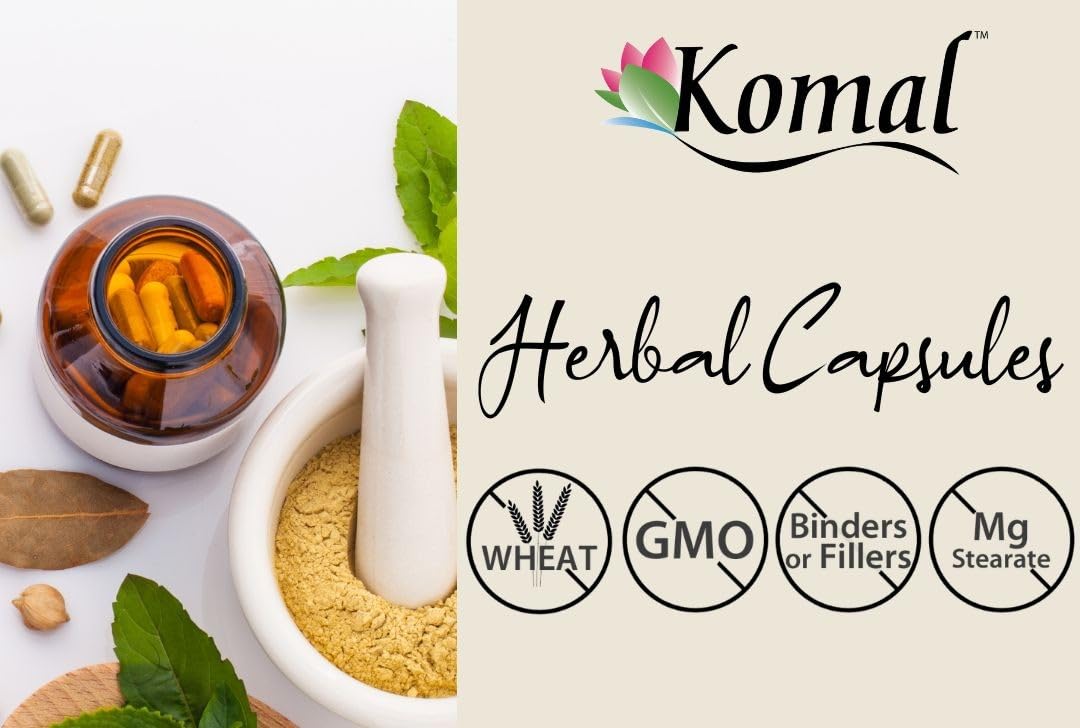 AyurBest Komal Herbals Organic Turmeric Plus with Black Pepper Capsules, 90 Count