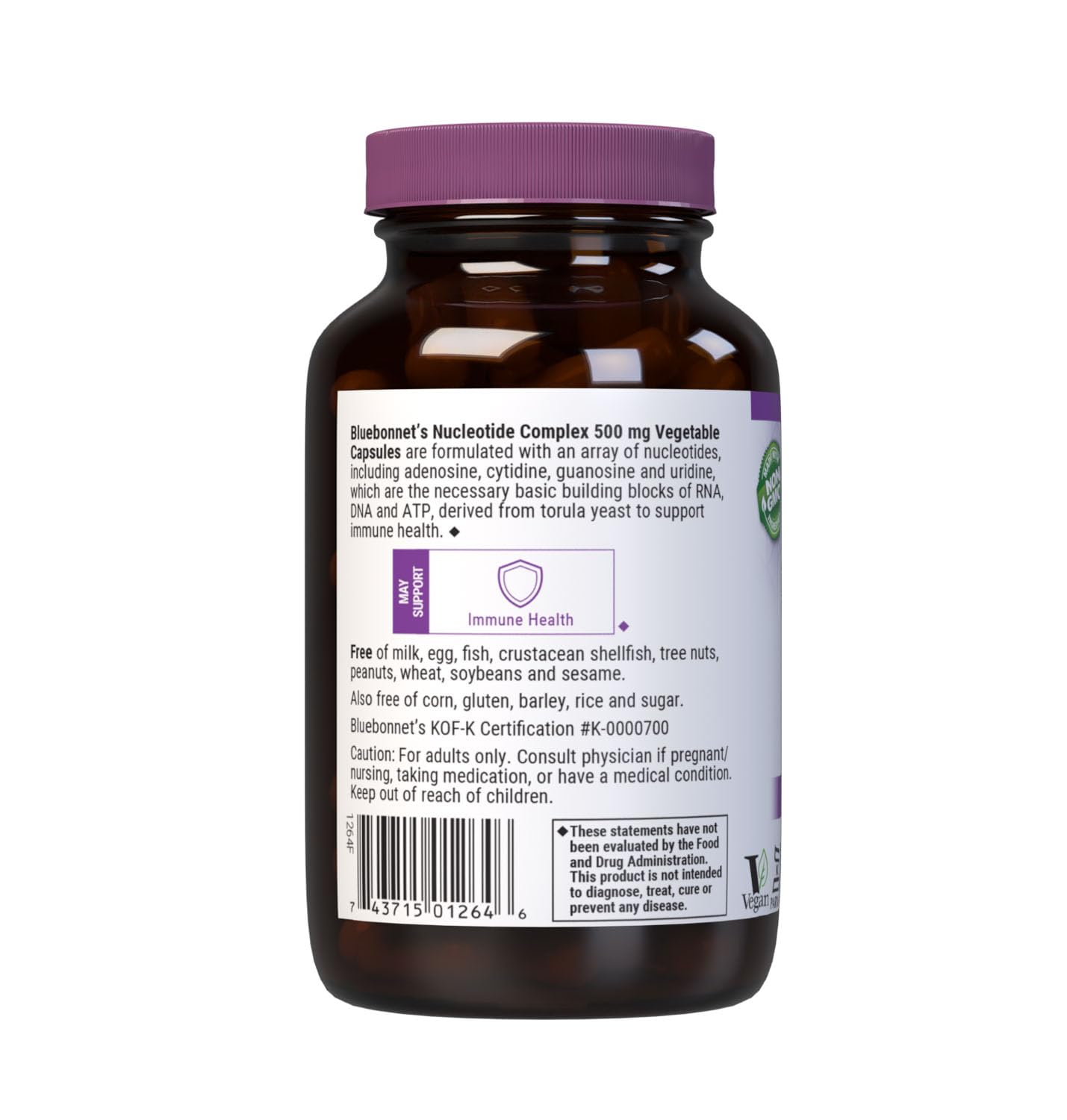 BlueBonnet Nucleotide Complex 500mg RNA DNA Immune & Cellular Health Supplement Capsules, 60 Count