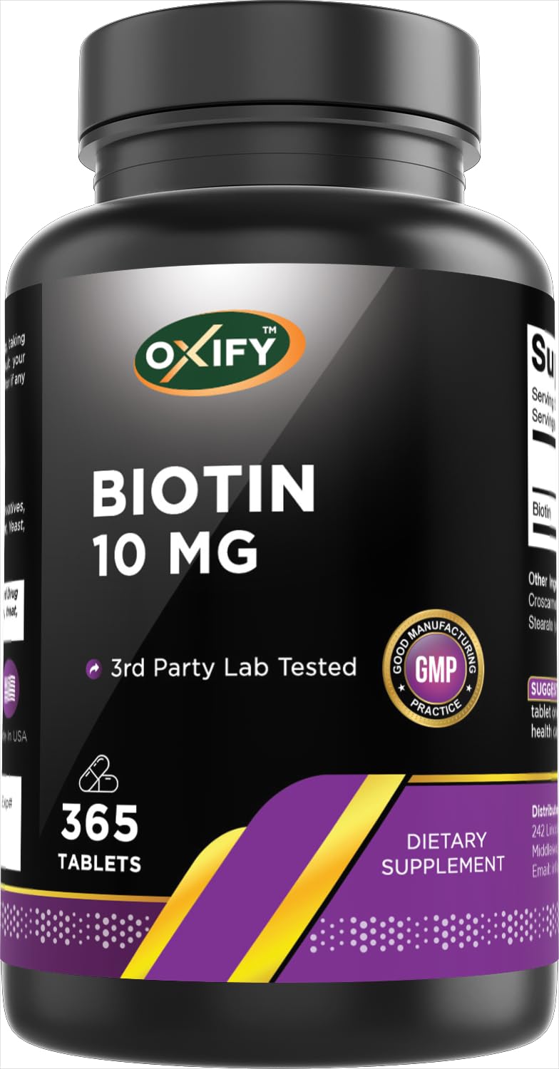 Oxify Biotin 10 mg, 365 Tablets