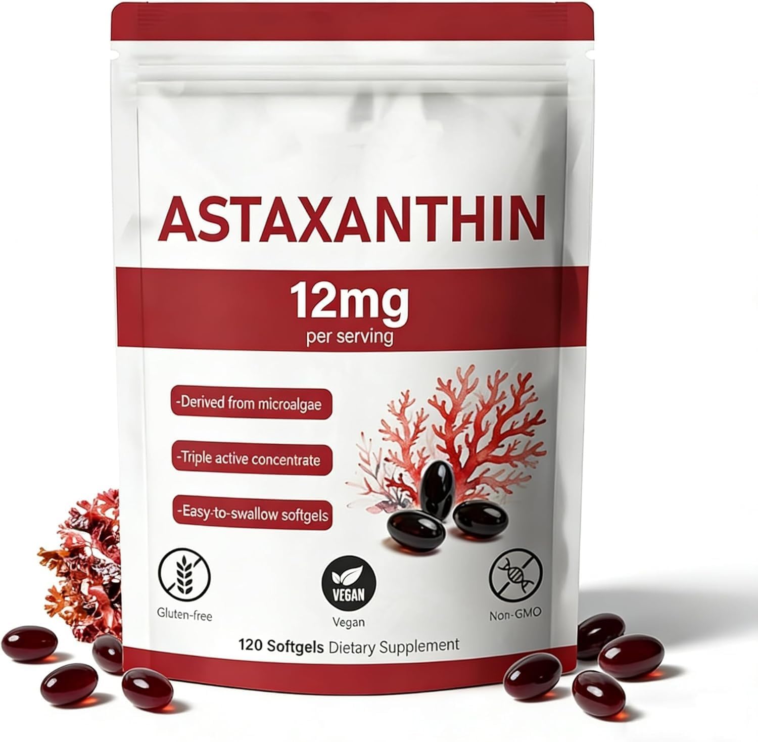 FW ZONE Astaxanthin 12mg Softgels, 120 Count
