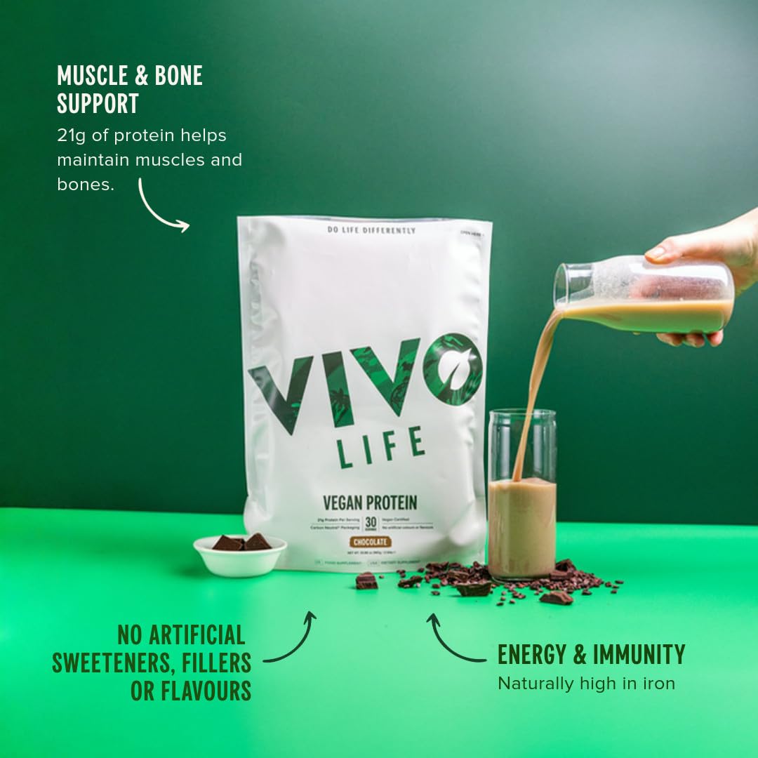 Vivo Life Vegan Protein Powder, Plant Based Protein, 31.7 oz