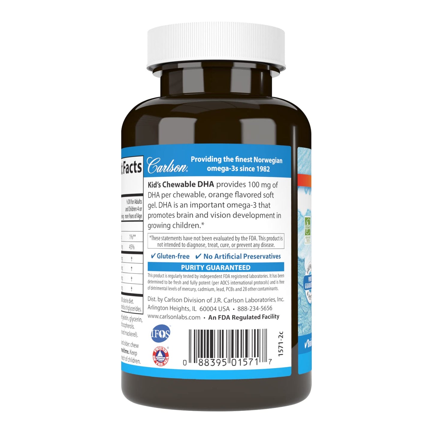 Carlson Kid's Chewable DHA (100 mg DHA) Softgels, 120 Count