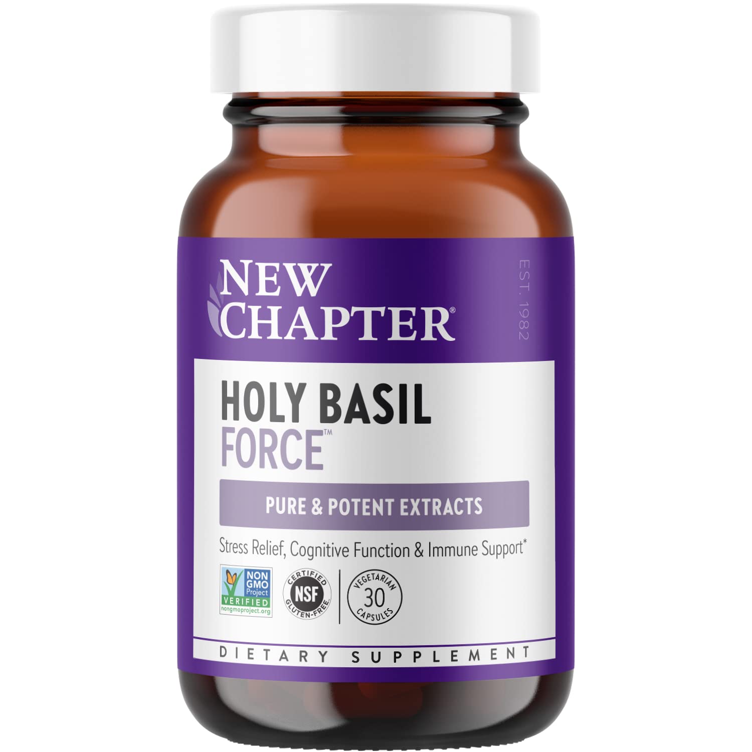 New Chapter Stress Relief Holy Basil Force with Supercritical Holy Basil Capsules 30 Count