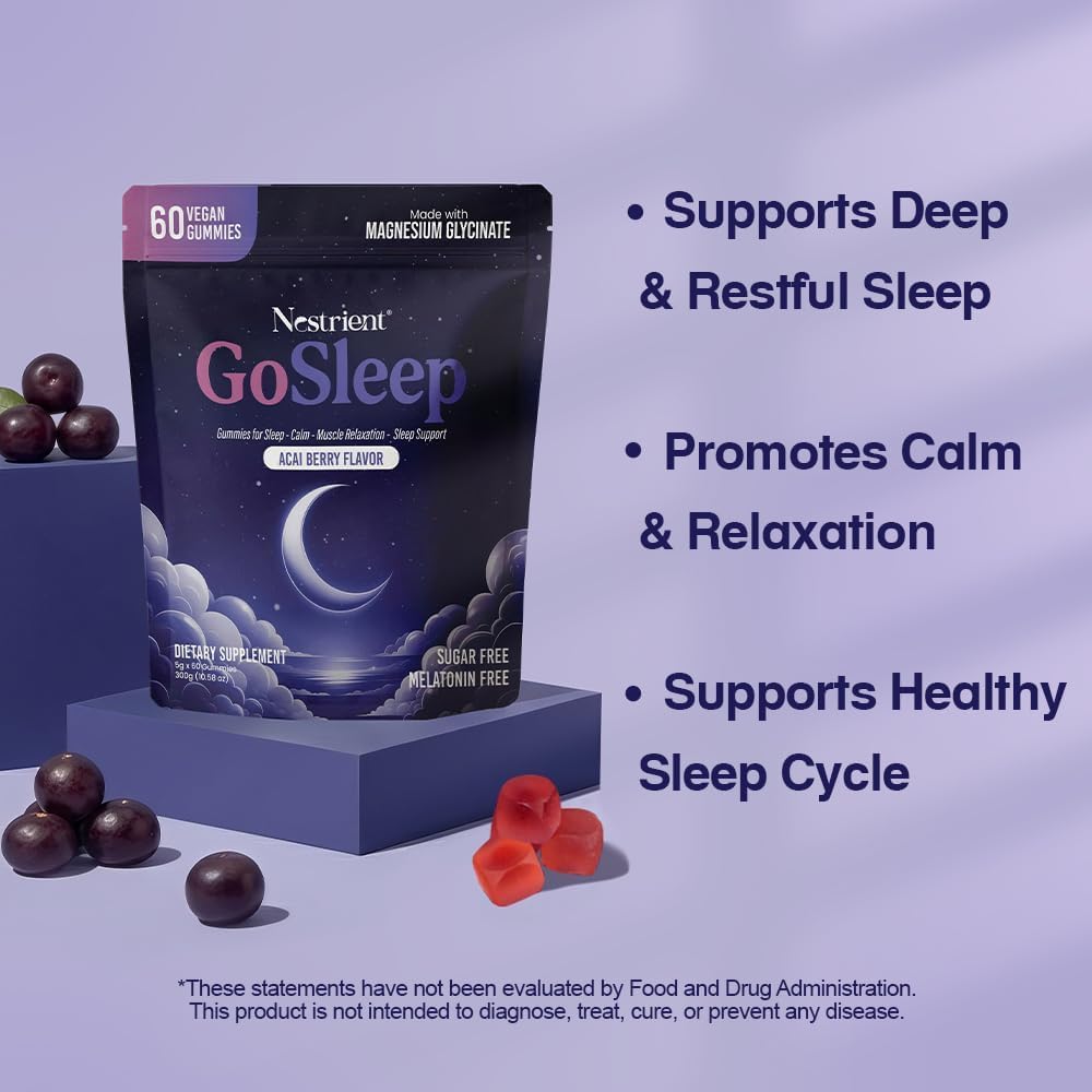 Nestrient GoSleep Magnesium Glycinate Gummies, 60 Gummies