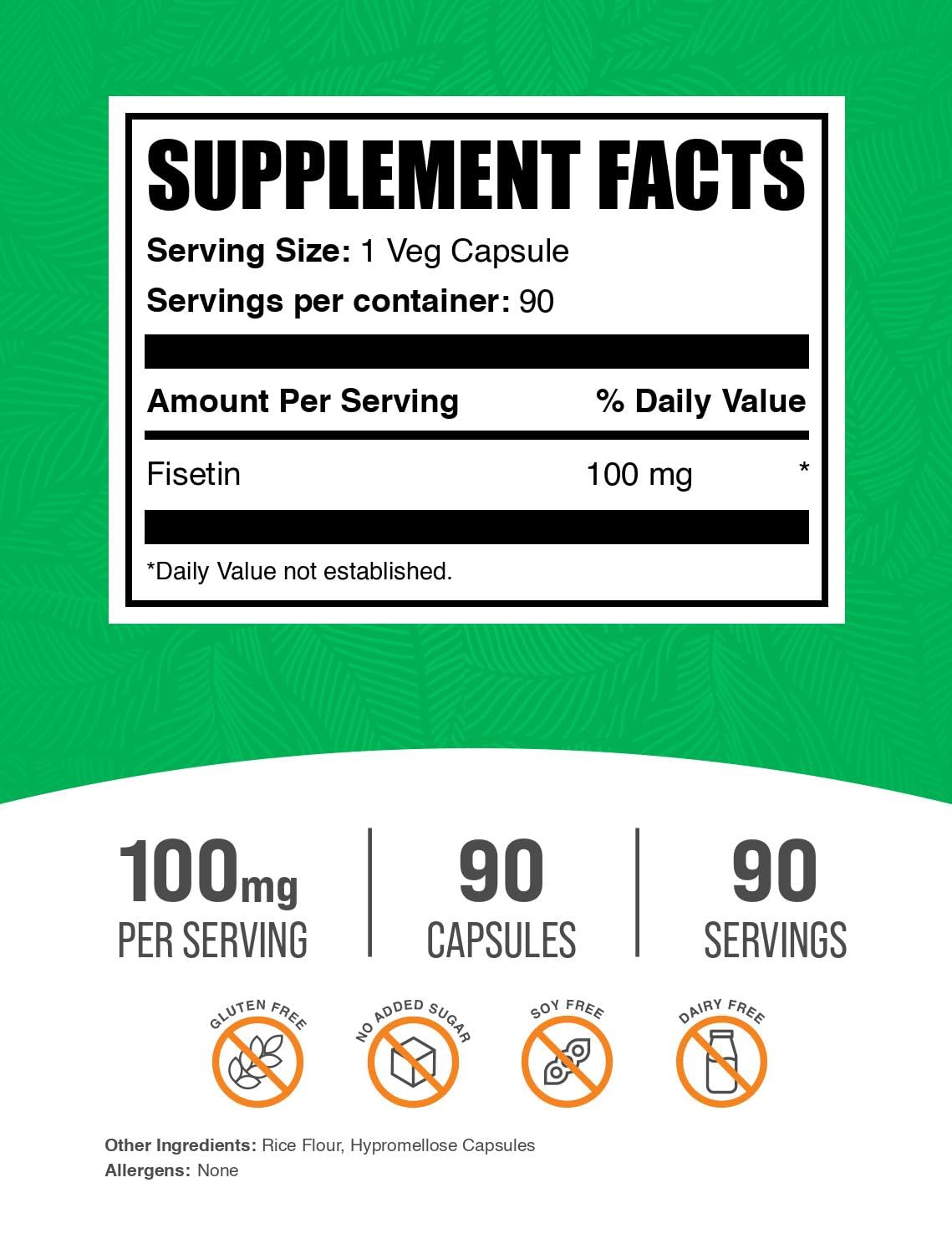 BulkSupplements Fisetin Capsules - Fisetin 100mg, 90 Capsules
