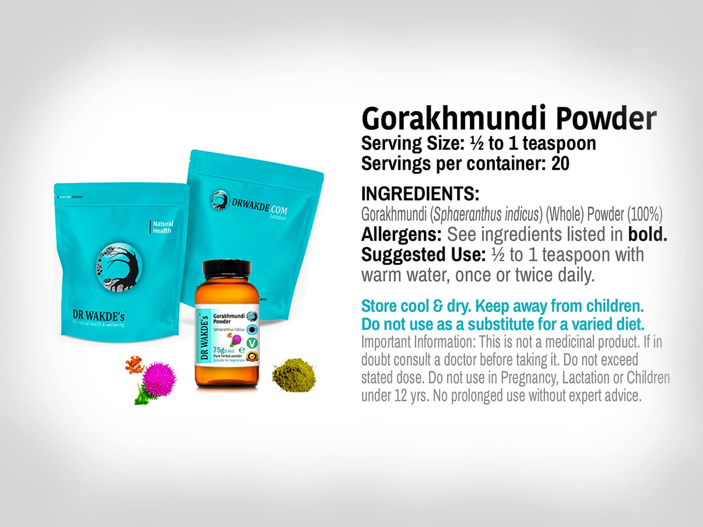 DR WAKDE's Gorakhmundi (Sphaeranthus indicus) Powder 35.274