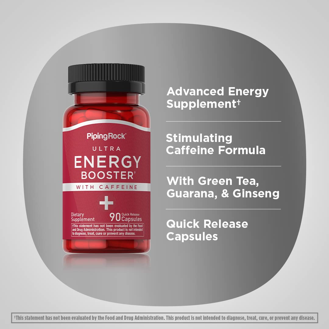 Piping Rock Energy Supplement with Caffeine 90 Capsules