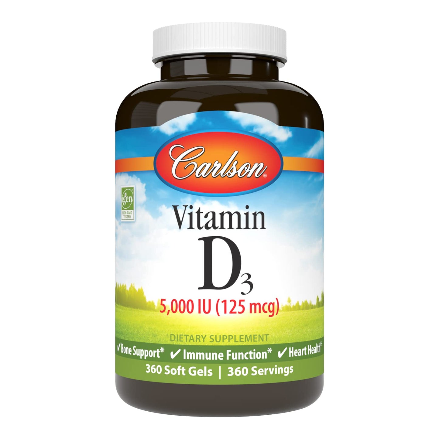 Carlson Vitamin D3 5000 IU Soft Gels, 360 Count