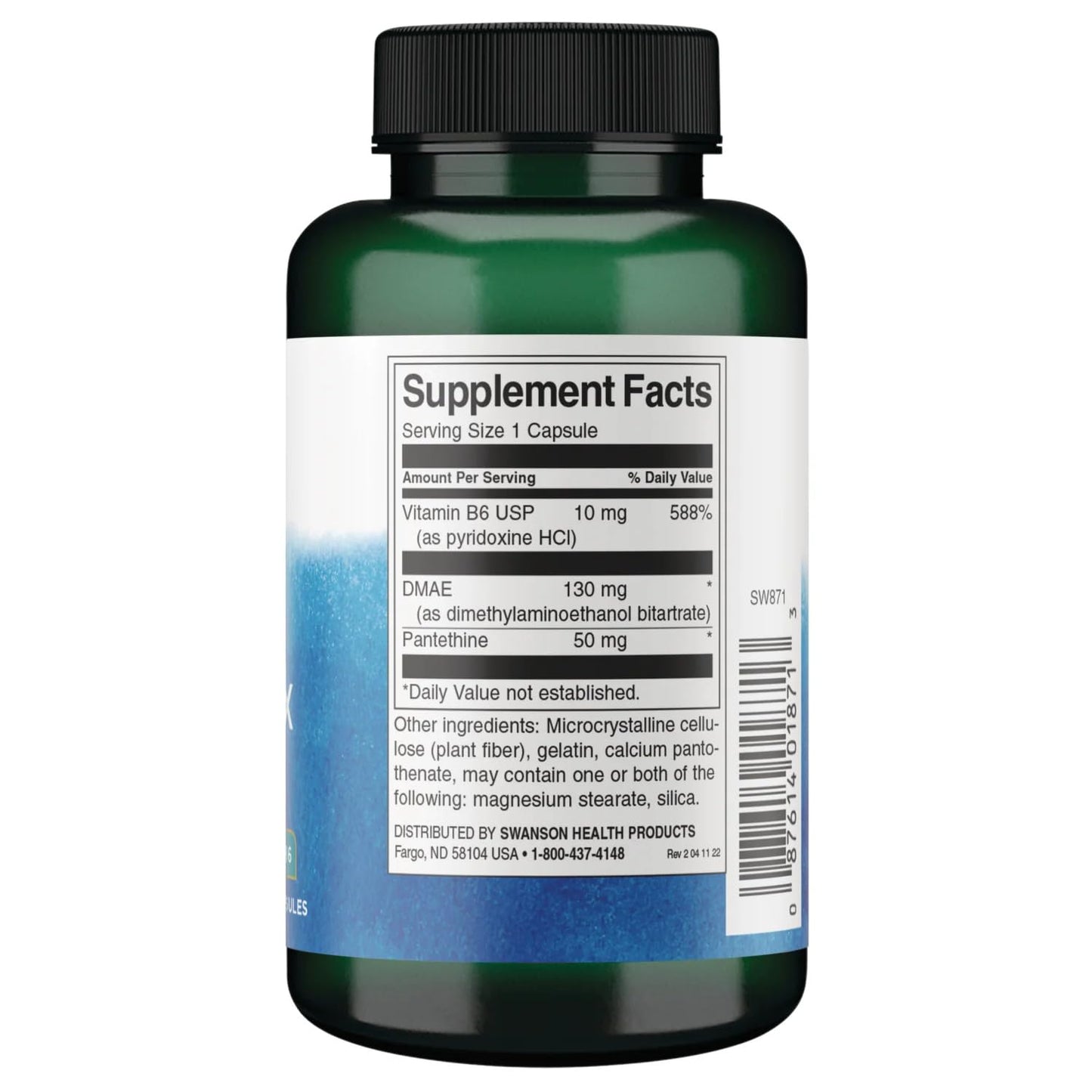 Swanson DMAE Complex 130 mg Brain Function & Cognitive Support Capsules 100