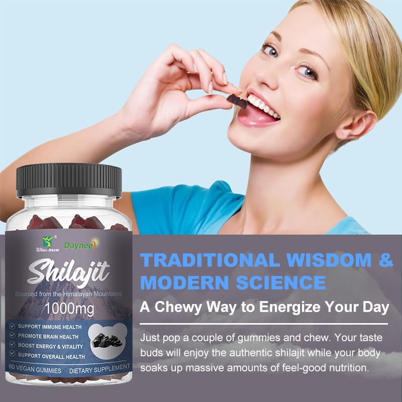 FARWIX Shilajit Gummies 1000mg Fulvic Acid & Trace Mineral Daily Wellness Supplement, Vegan, Non-GMO, 60 Gummies