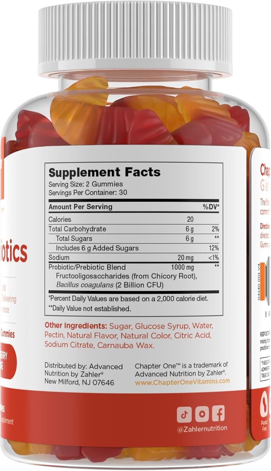 Zahler Chapter One Probiotic Gummies, 60 Count