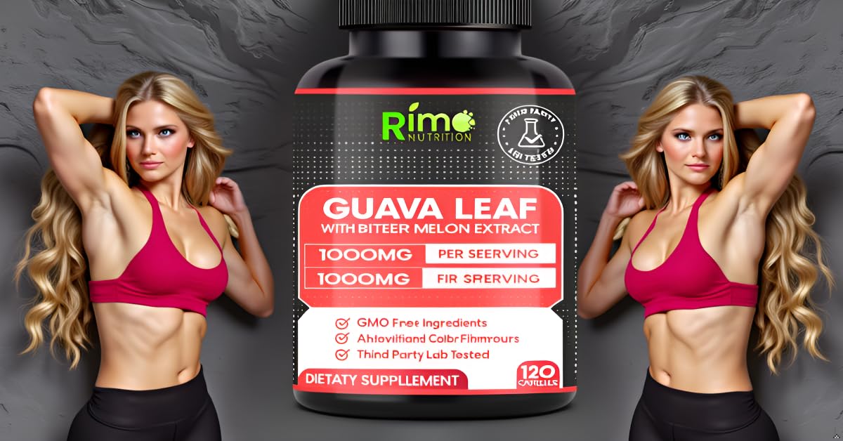 Rimo Nutrition Guava Leaf Extract with Bitter Melon 1000 mg Per Serving Capsules, 120 Count