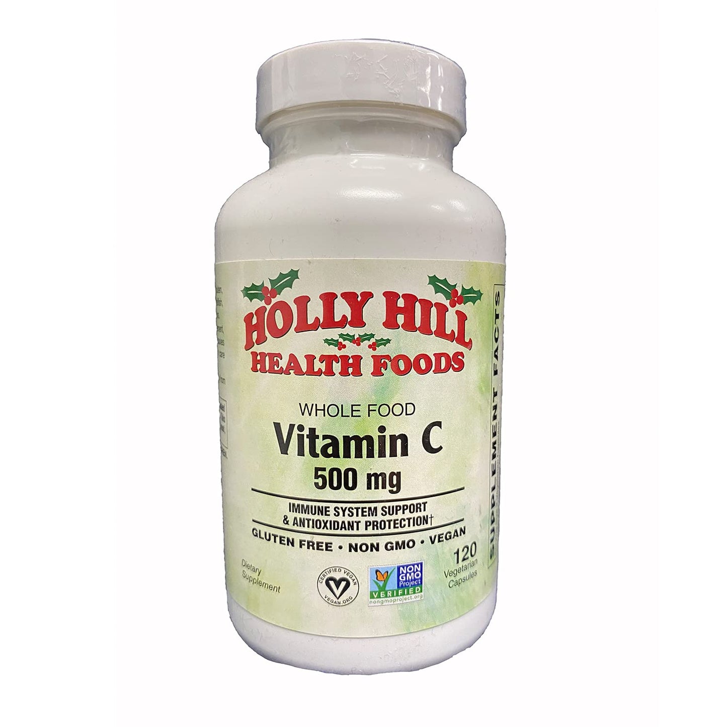 Holly Hill Health Foods Whole Food Vitamin C 500mg, 120 Vegetarian Capsules