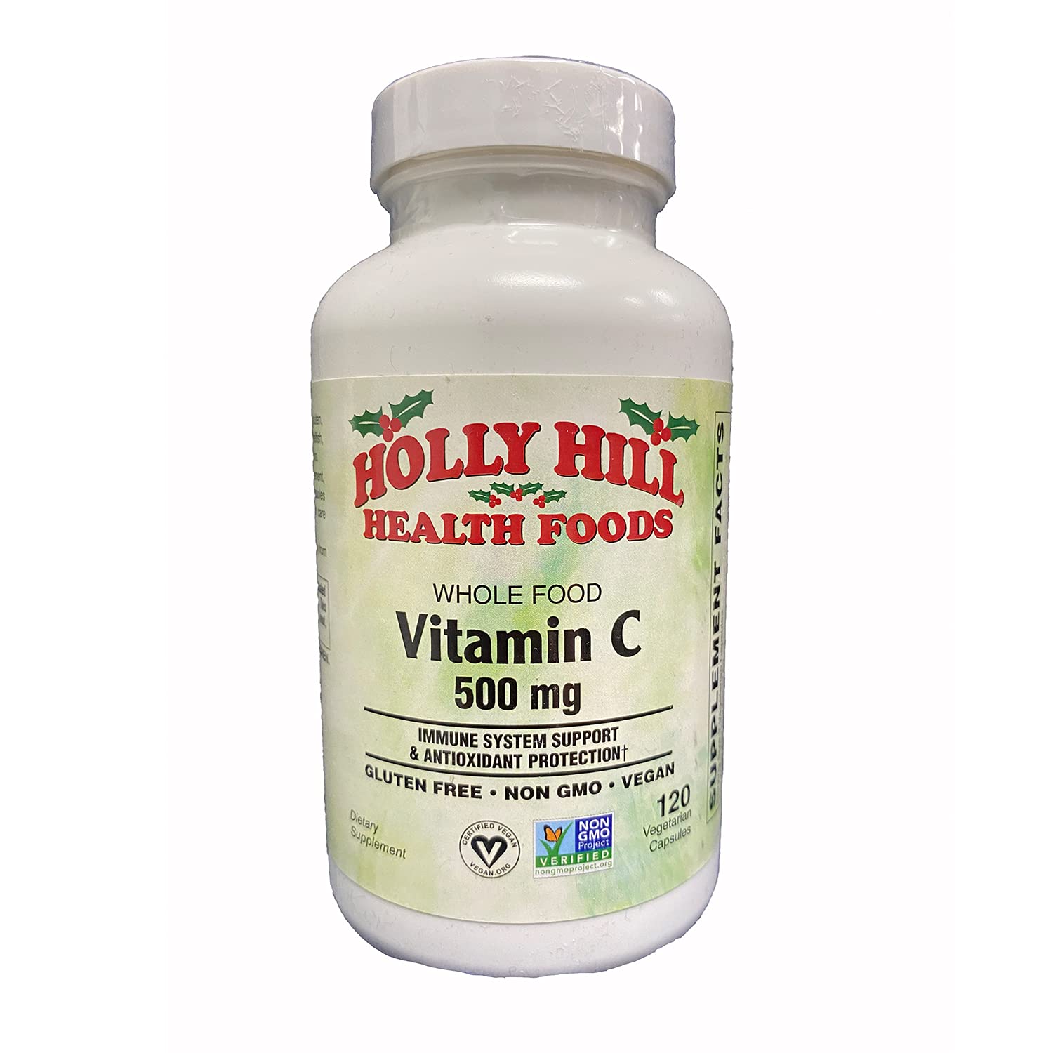 Holly Hill Health Foods Whole Food Vitamin C 500mg, 120 Vegetarian Capsules