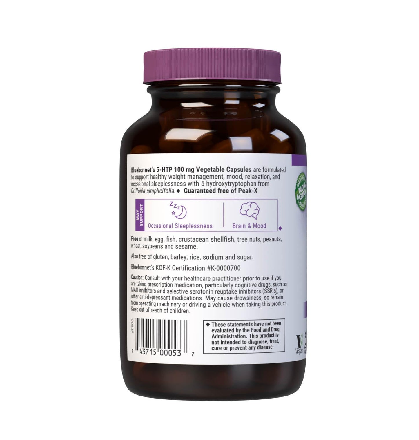 BlueBonnet 5-HTP(Hydroxytrypophan) 100mg Capsule, 120 Capsules