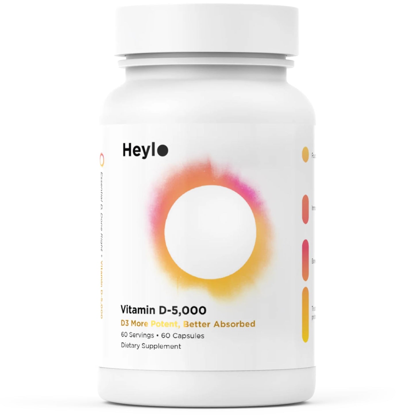 Heylo Health Vitamin D3 5000 IU (125 mcg) – High-Potency Vitamin D Supplement for Immune Support, Bone Strength & Mood – 60 Capsules