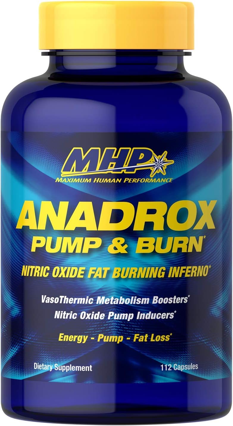 Maximum Human Performance MHP Anadrox Pump & Burn Nitric Oxide Fat Burning Inferno Capsules, 112
