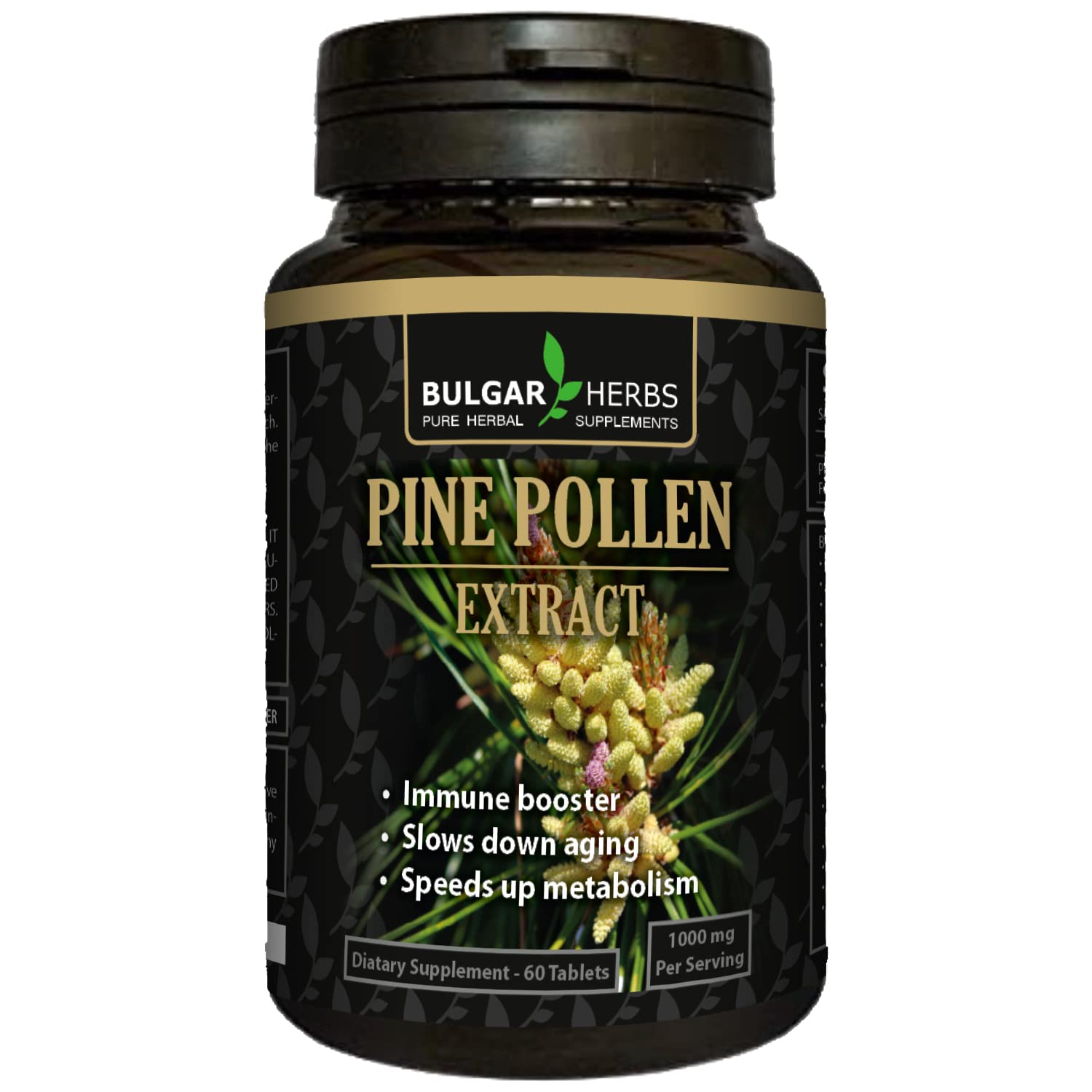 Bulgar Herbs Raw Organic Pine Pollen Tablets 60