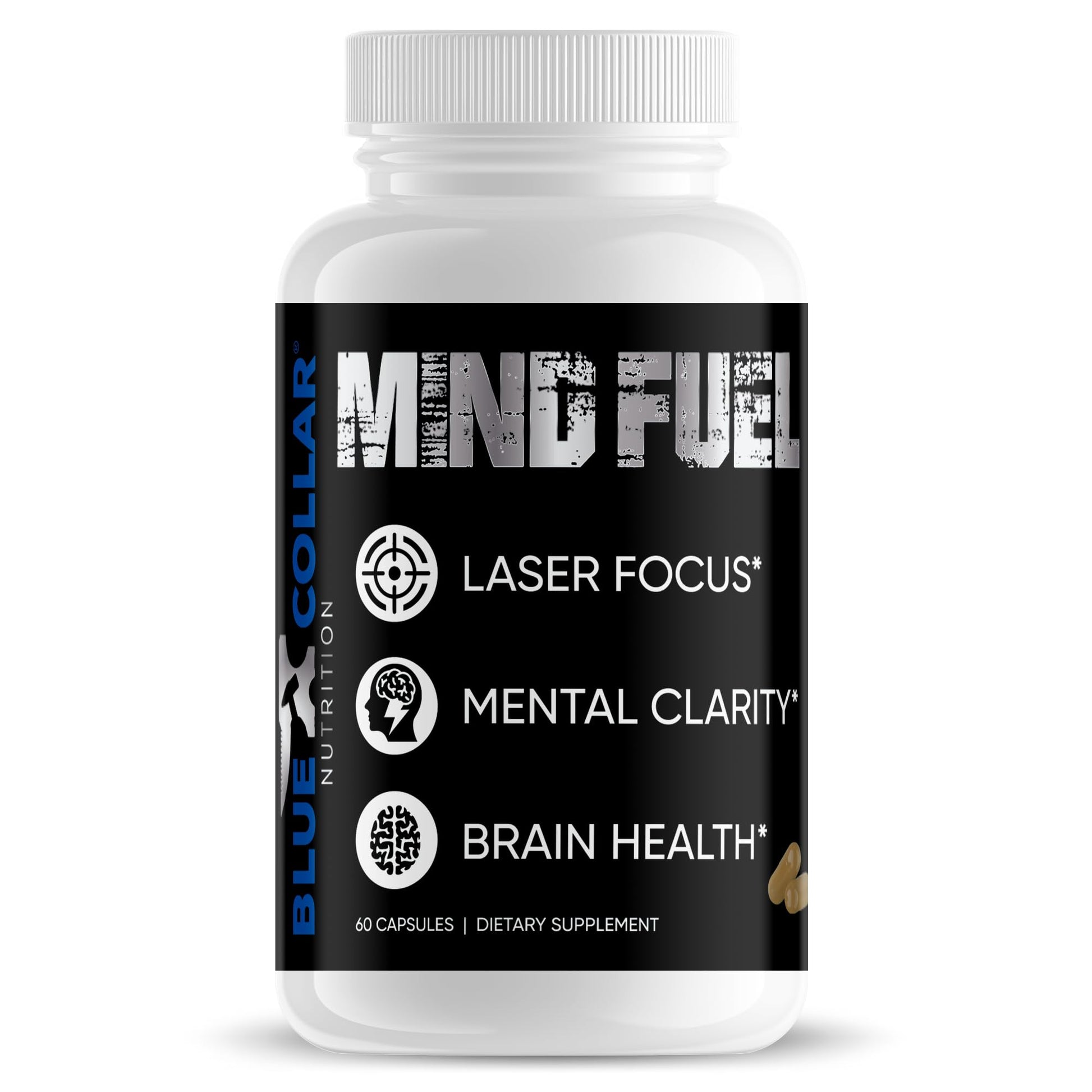 BLUE COLLAR NUTRITION Mind Fuel Brain Supplements for Memory and Focus 60 Capsules