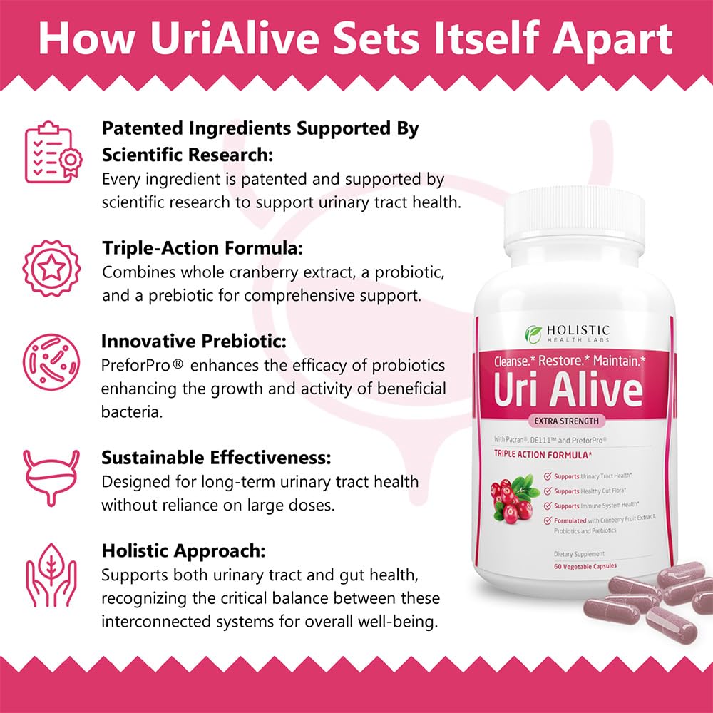 Holistic Health Labs Uri Alive Extra Strength Urinary Support Supplement Capsule, 60 Capsules