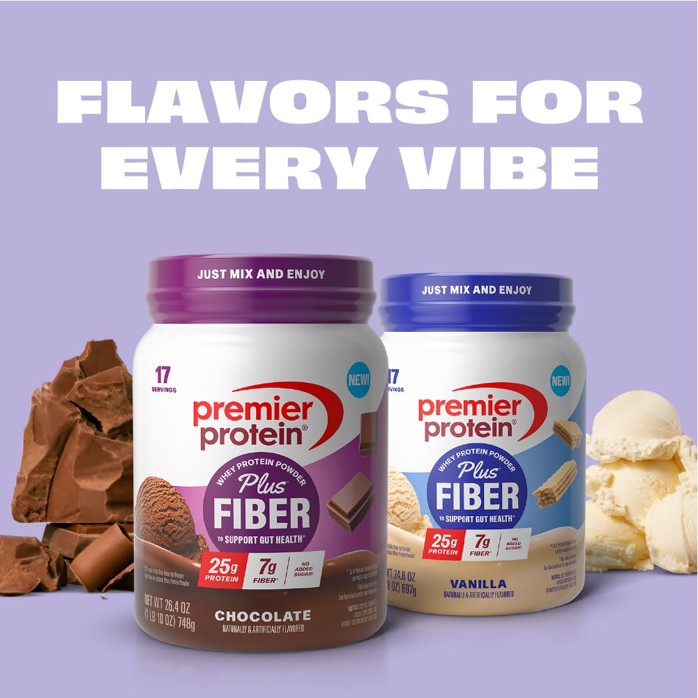 Premier Protein Powder Plus Fiber, Chocolate, 26.4 oz