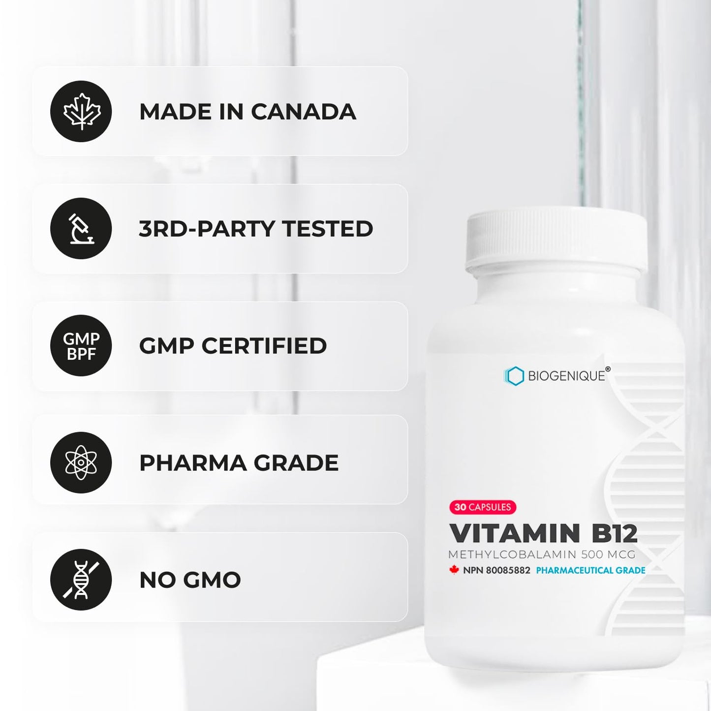 Biogenique Vitamin B12 Methylcobalamin Capsule, 30 Capsules