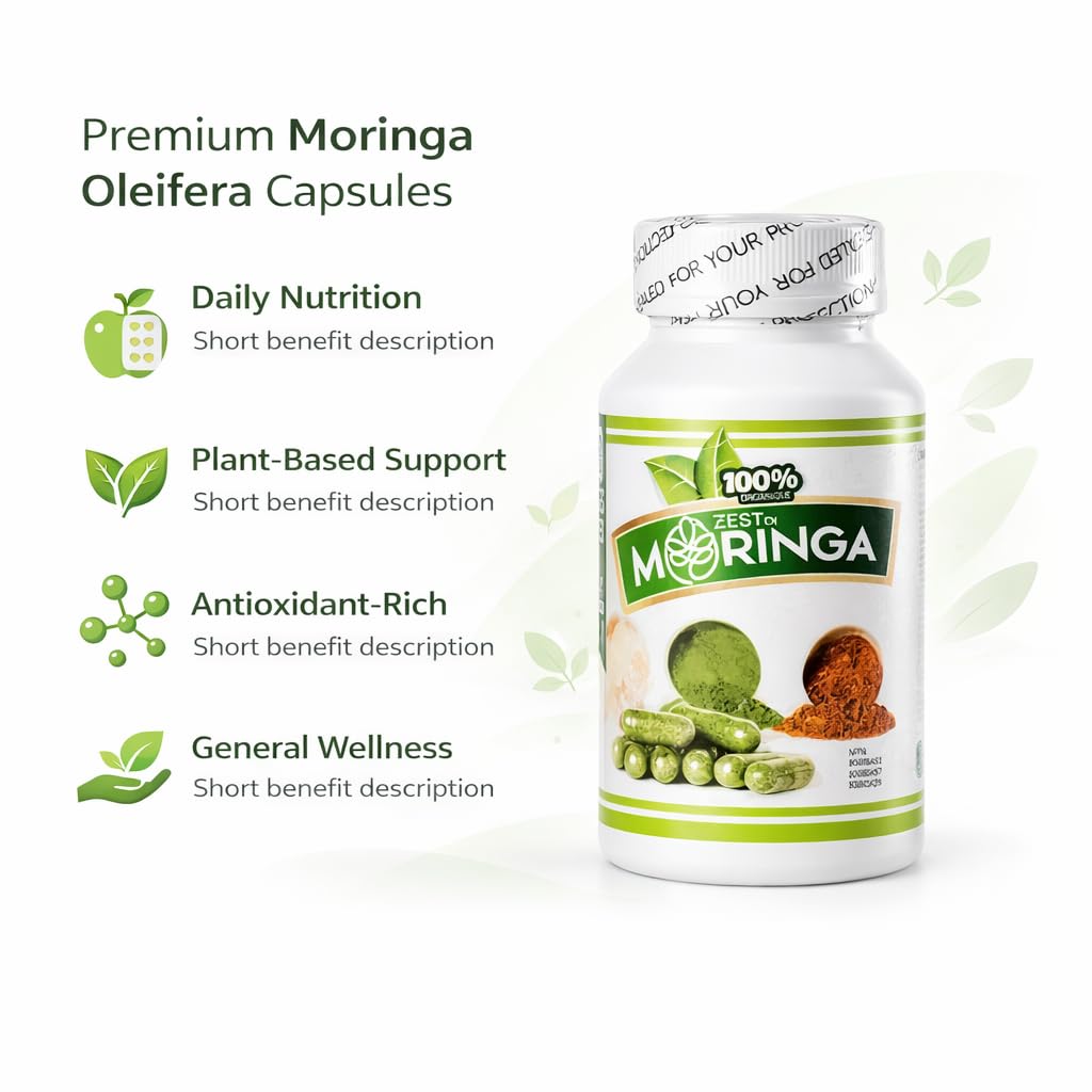 Zest Of Moringa Moringa Oleifera Capsule Supplement Capsule 100 Capsules