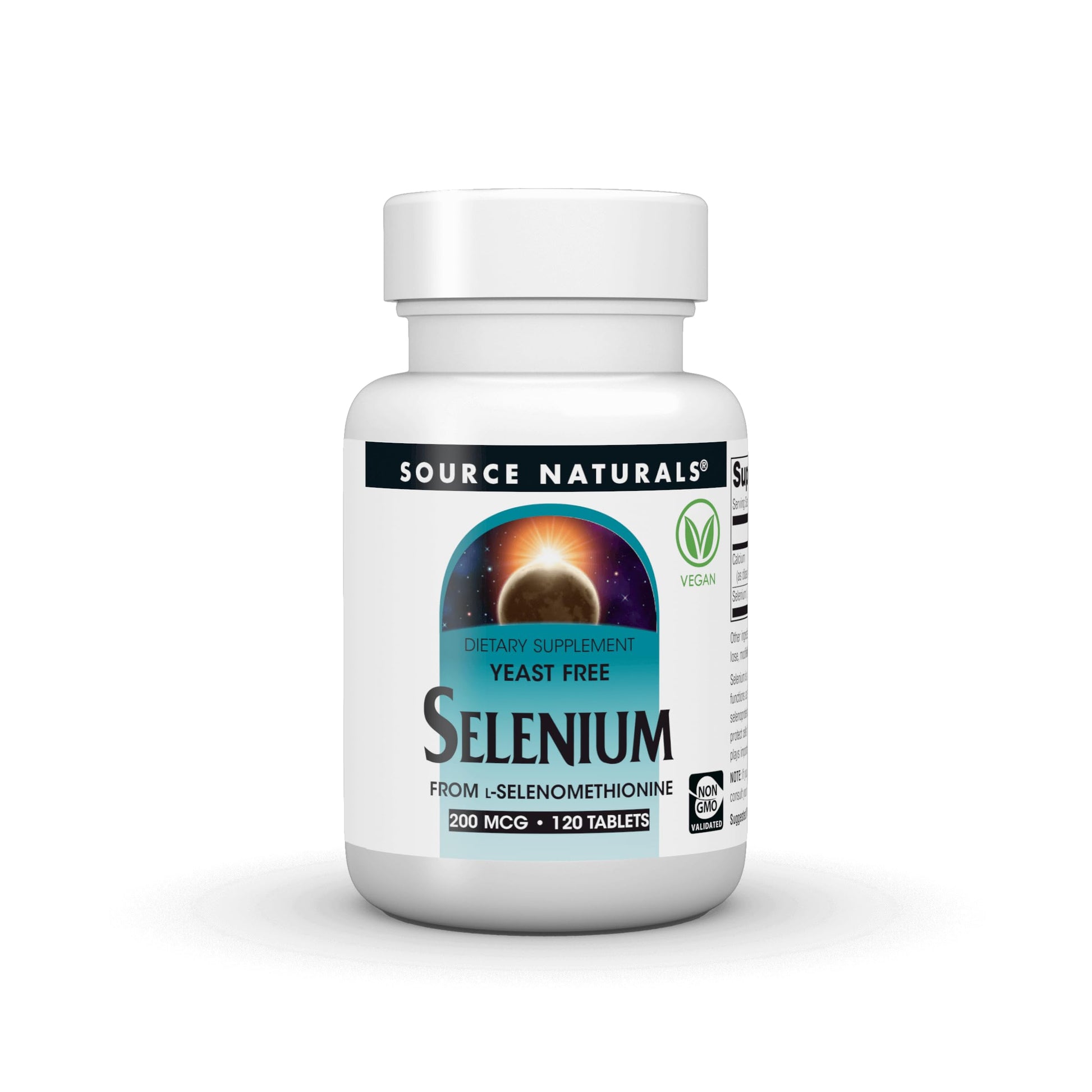 Source Naturals Yeast Free Selenium from L-Selenomethionine 200 mcg, Non-GMO Validated, 120 Tablets