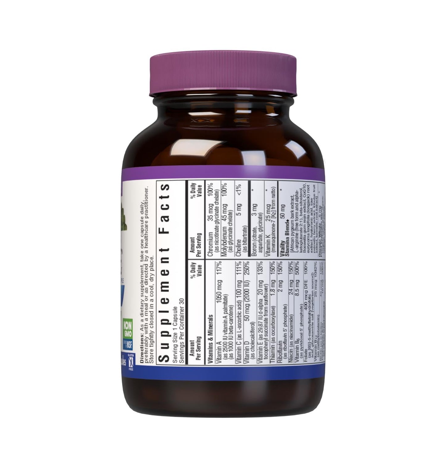 BlueBonnet Mens' ONE 40+ Whole Food-Based Multivitamin Capsules, 30 Count