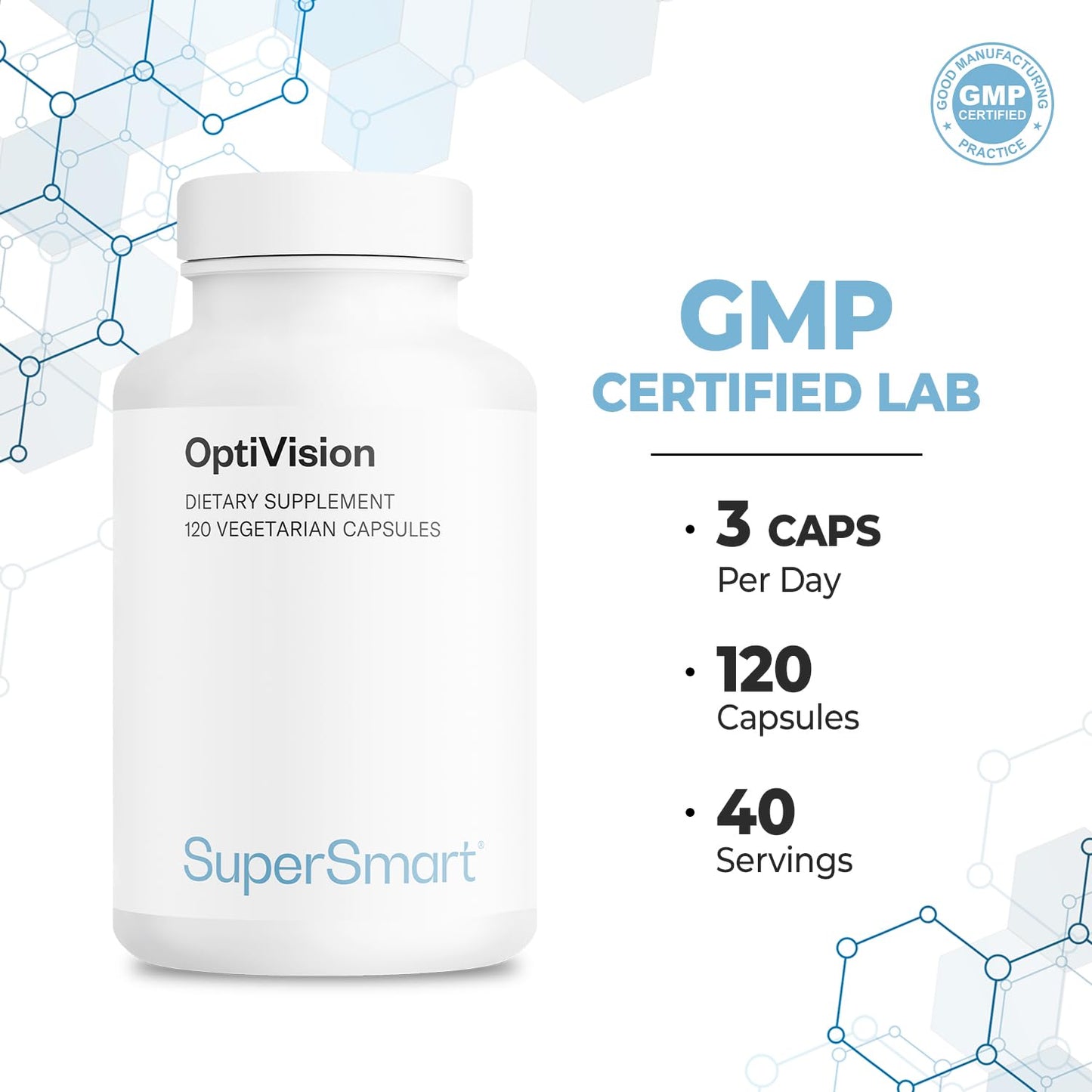 Supersmart OptiVision Advanced Formula Eyes Supplement Capsules, 120 Vegetarian Capsules