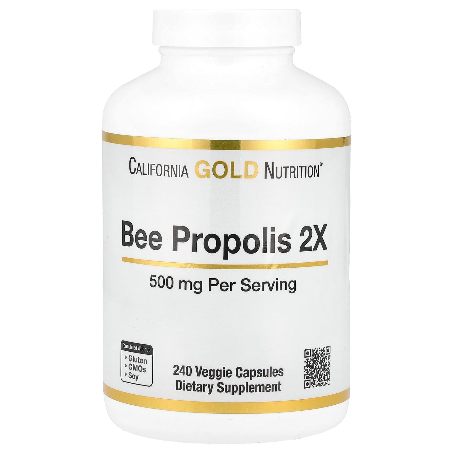 California Gold Nutrition Bee Propolis 2X Potency, Concentrated Extract 500 mg, Equivalent to 1000 mg of Natural Propolis, Support Immune Health & Vitality*, Capsules, 240