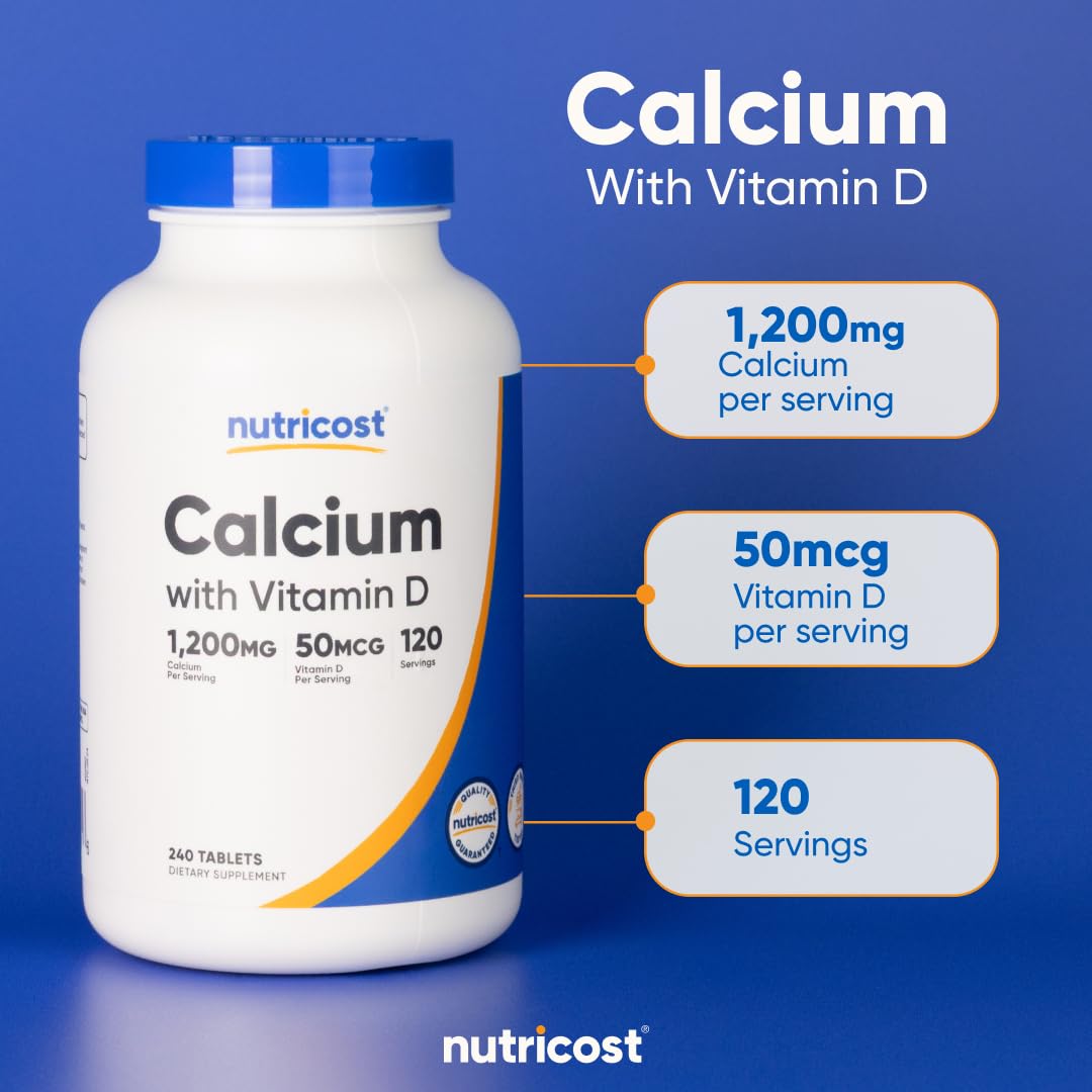 Nutricost Calcium with Vitamin D, 240 Tablets