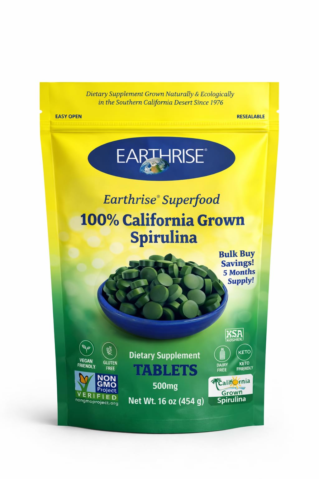 Earthrise Superfood California Spirulina 500mg 1800 Tablets