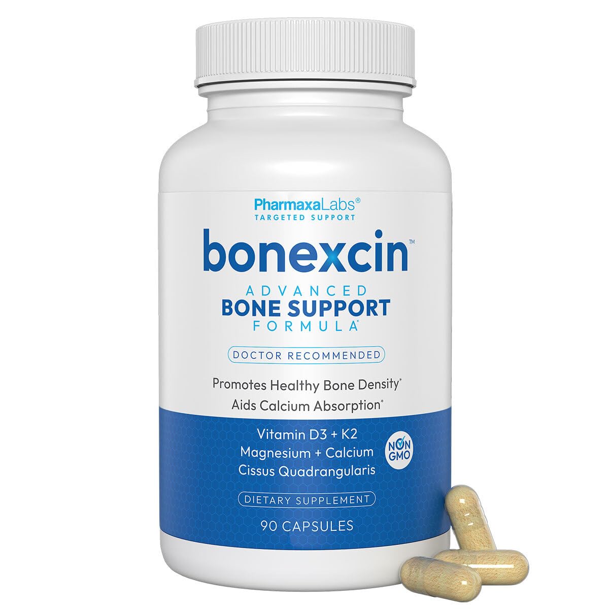Bonexcin Advanced Bone Support Formula – Calcium, Magnesium, Vitamin D3 & K2 – Bone Density & Strength Support for Women & Men – Joint, Mobility, Menopause & Osteoporosis – 90 Capsules