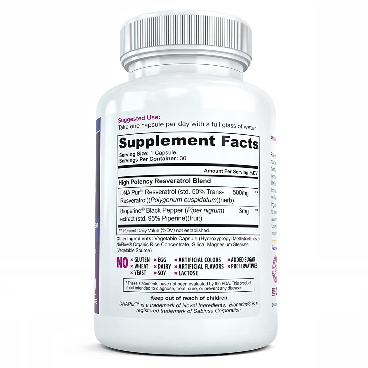 Vivid Health Nutrition Resveratrol Platinum Antioxidants Supplement Capsule 30 Count