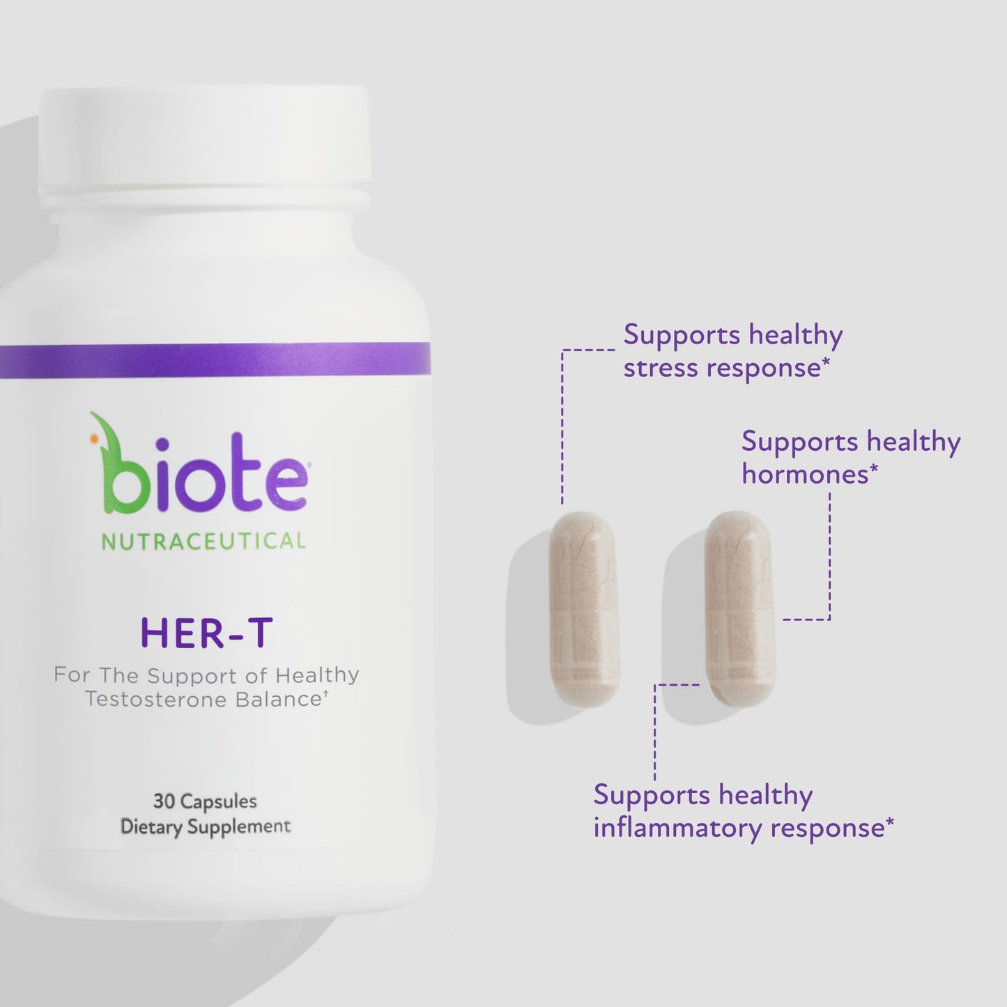 Biote HER-T Healthy Testosterone Balance Support for Women Capsules, 30