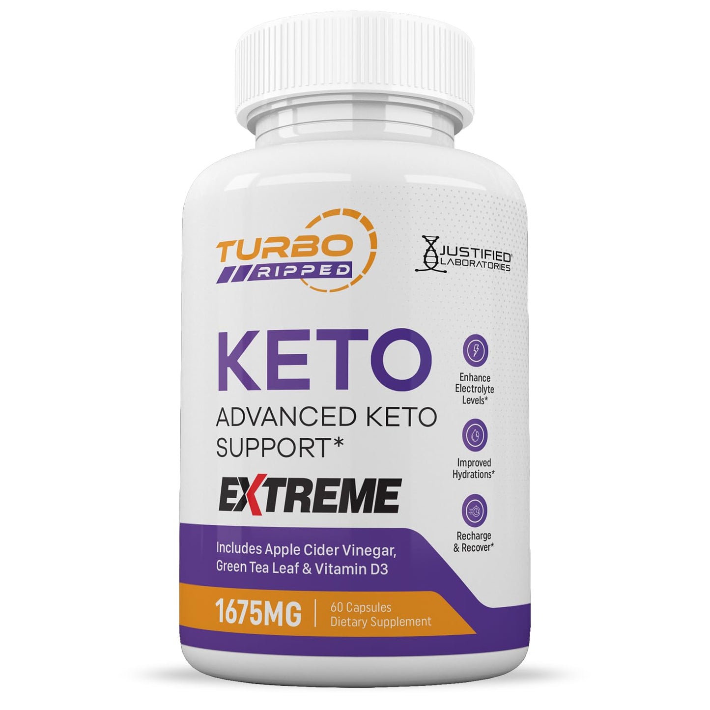 Justified Laboratories Turbo Ripped Keto ACV Extreme Capsule 1675MG Keto Support Blend 120 Capsules