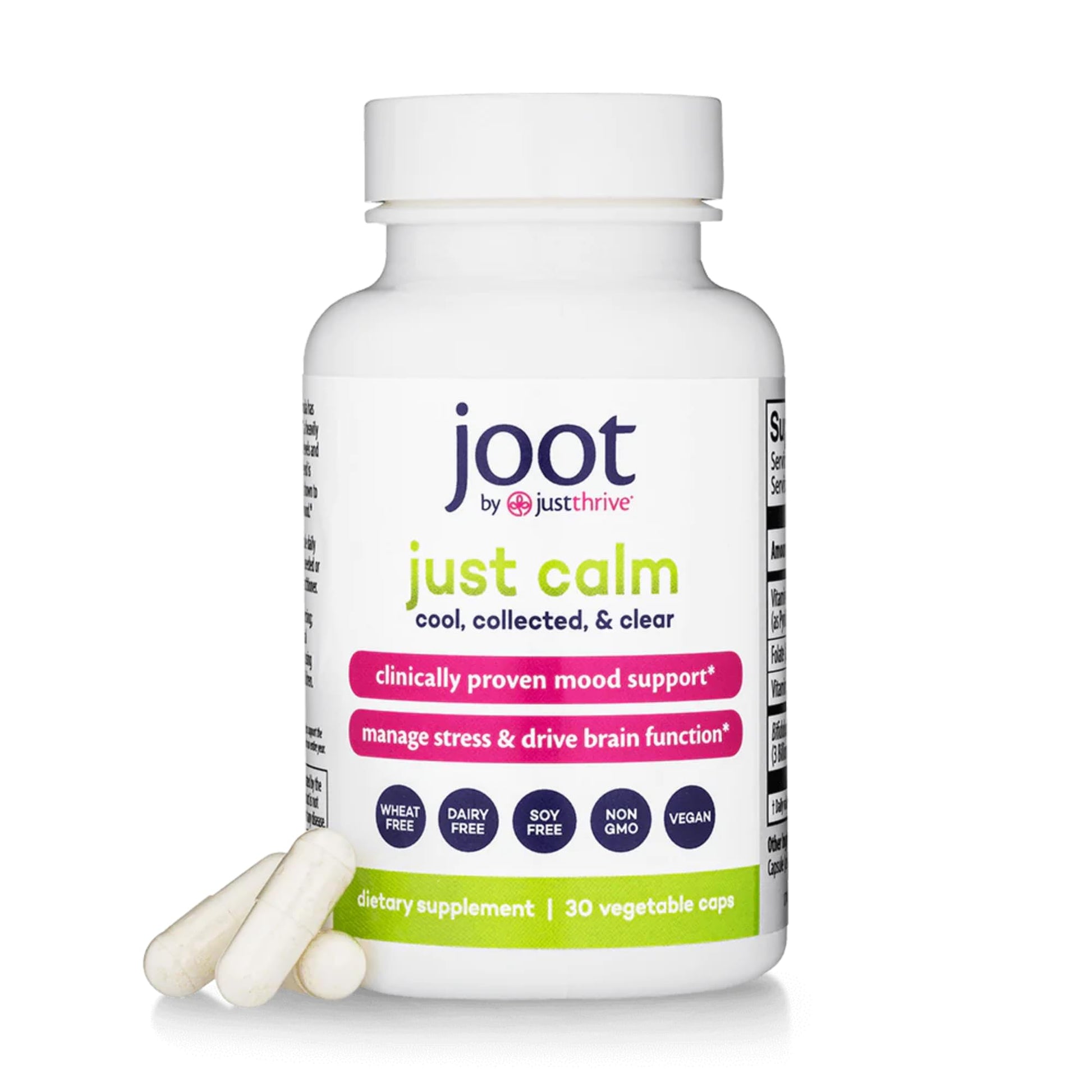 Just Thrive Just Calm Cortisol Manager Calming, Memory, and Mood Support Supplement 30 Capsules