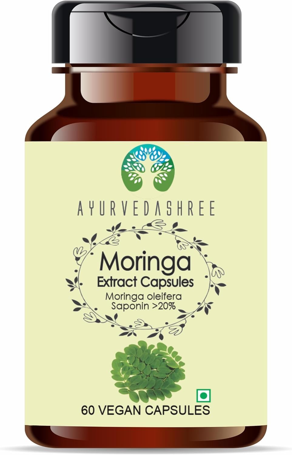 AYURVEDASHREE Moringa Extract 500mg Capsules 60 Count